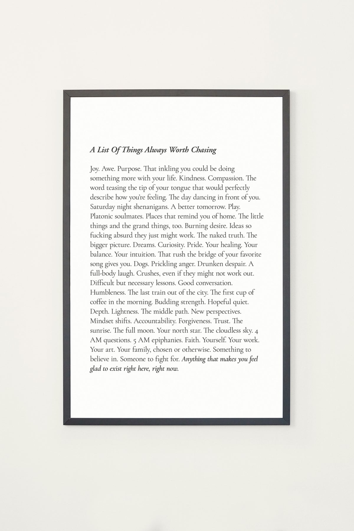 Molly Burford A List Of Things Always Worth Chasing Print
