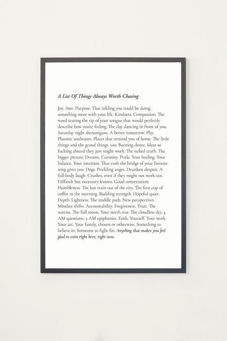 Molly Burford A List Of Things Always Worth Chasing Print - Shop Catalog