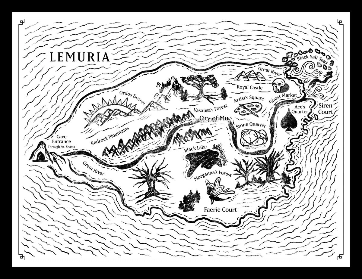 Illustrated map of Lemuria. A text description follows.