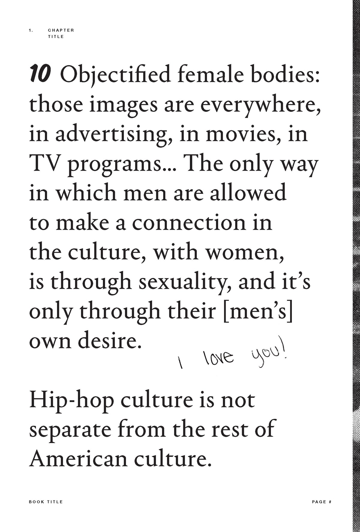 Large numbered quotation overlaid with a handwritten message.